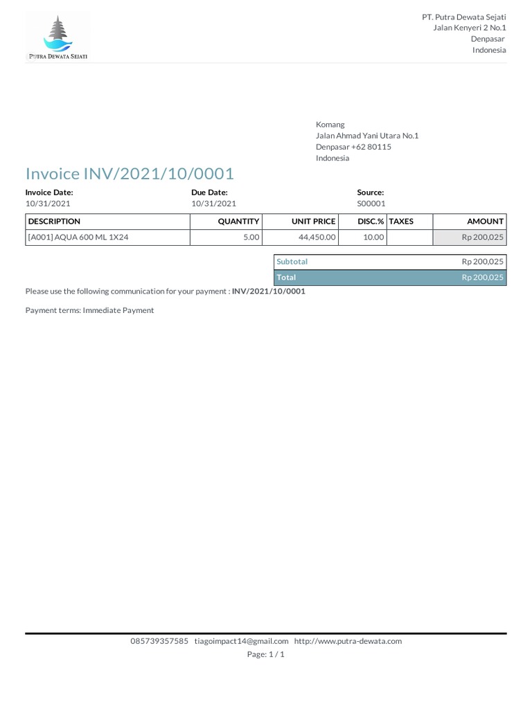 Inv 2021 10 0001 | PDF
