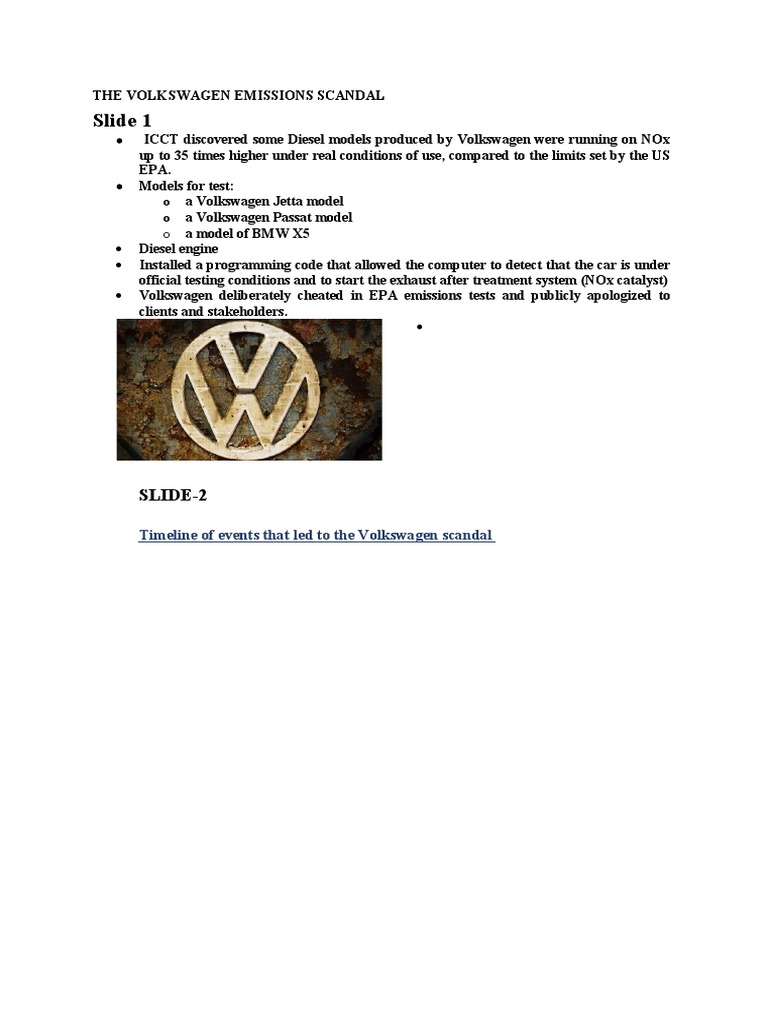 Volkswagen Emissions Scandal Overview | PDF | Volkswagen | Volkswagen Group