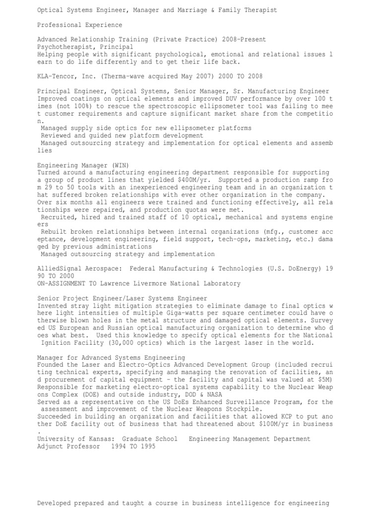 Laser Optical Systems Engineer PDF Laser Optics