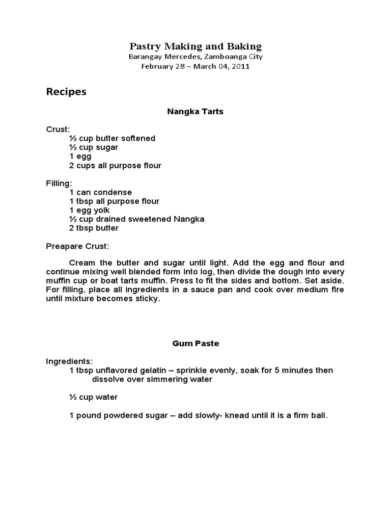 Recipes Pastry Making and Baking PDF Cakes Custard