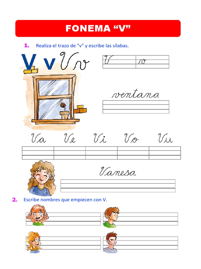 Fonema V para Primero de Primaria | PDF