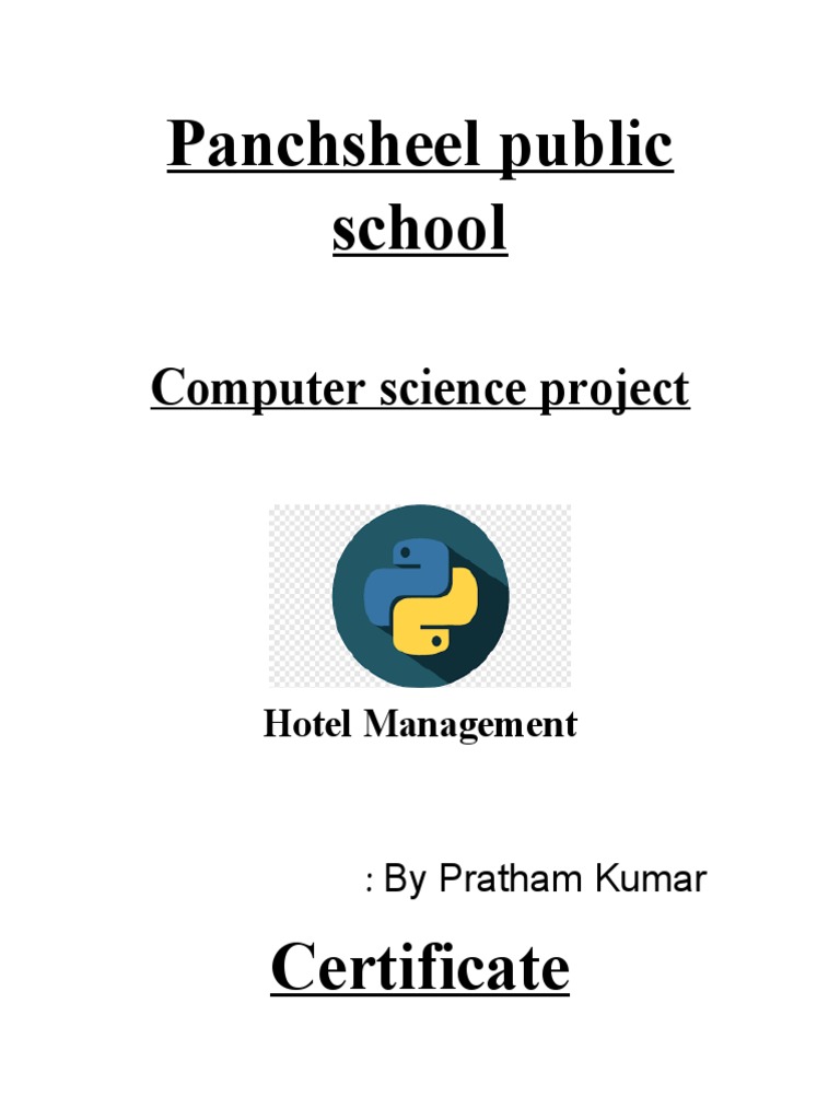 Panchsheel Public School: Computer Science Project | PDF | Python ...