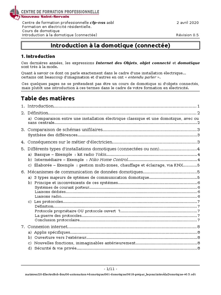 Intro A La Domotique v0.5 1 | PDF | Domotique | Internet des objets