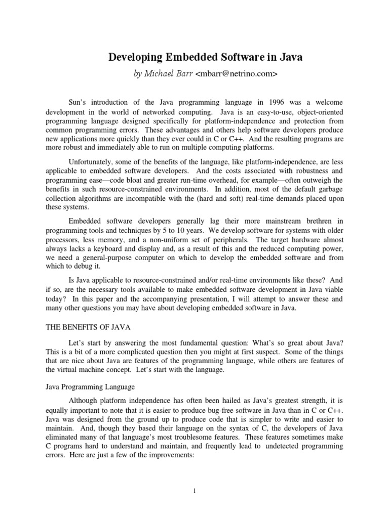 Developing Embedded Software in Java | PDF | Java Virtual Machine ...