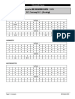 JEE Main 2021 - 25th February - Evening Shift - Answer Key