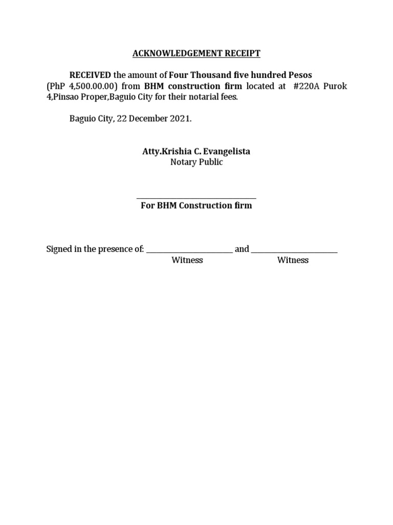 Acknowledgement Receipt | PDF