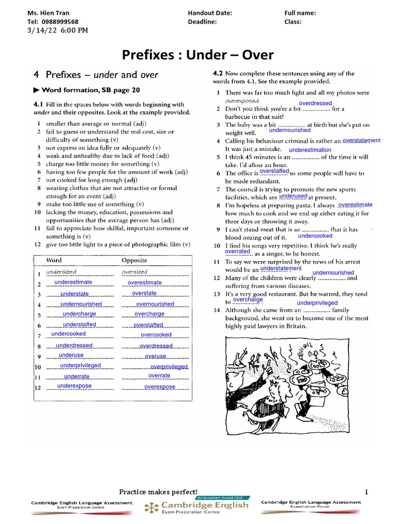 Prefixes Over and Under | PDF