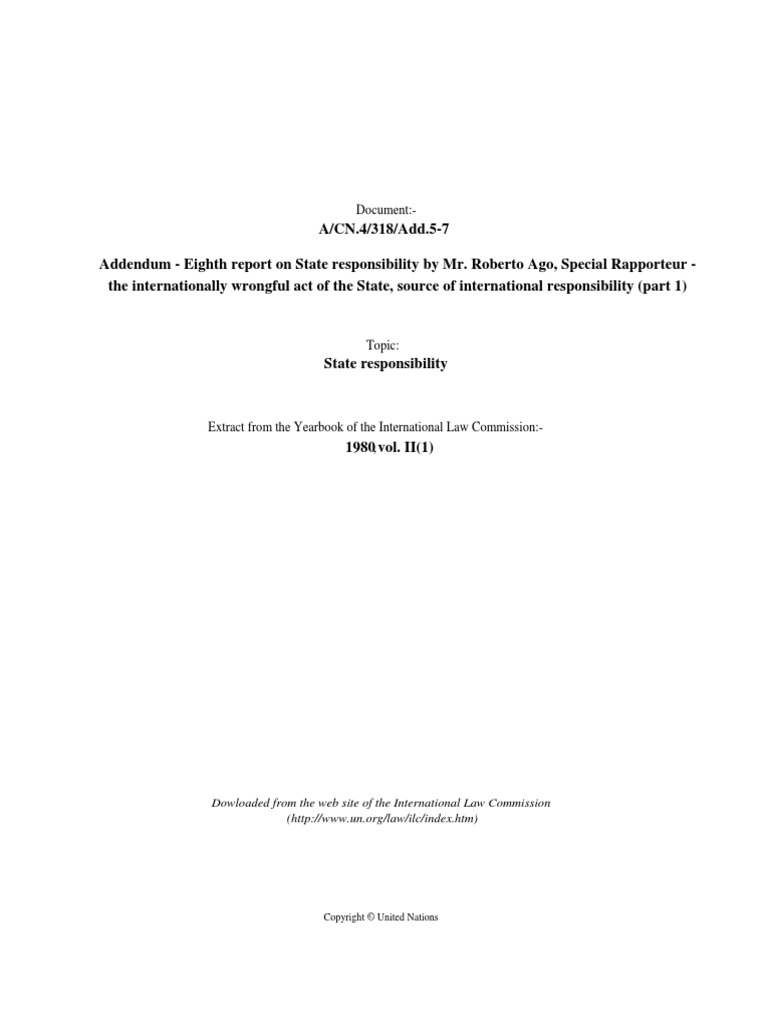 Addendum Eight Report On State Responsibility | PDF | International Law ...