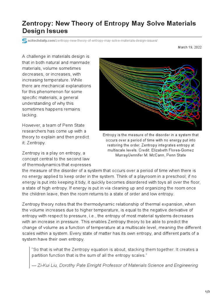 Zentropy New Theory of Entropy May Solve Materials Design Issues PDF