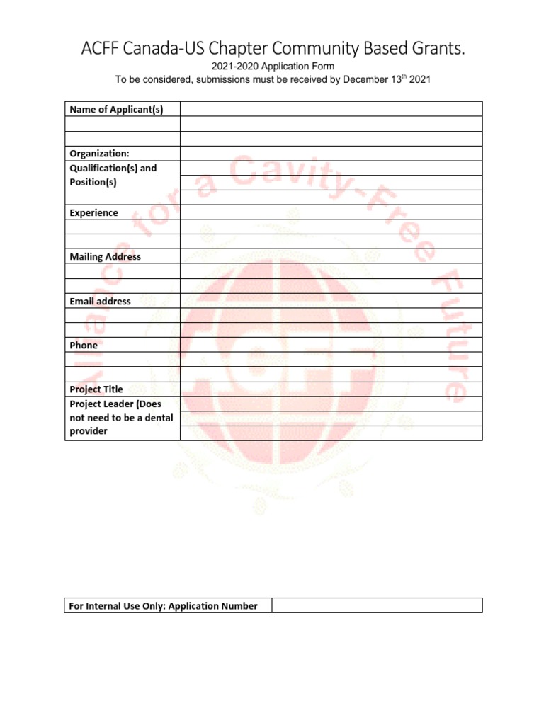 ACFF Canada-US Grant Application Form | PDF | Communication