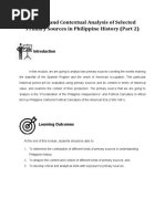 Content and Contextual Analysis of Selected Primary Sources in Philippine History (Part 2)