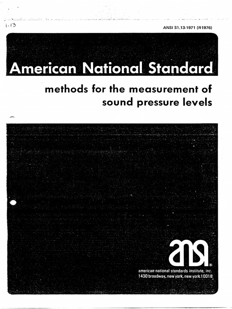 ANSI S1.13Methods For The Measurement of Sound Pressure Levels PDF