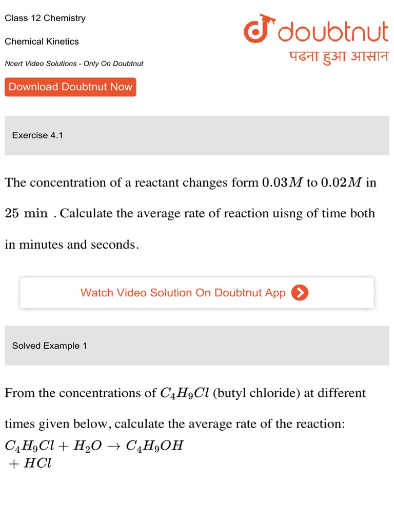 Ncert Class 12 Chemistry Chemical Kinetics | PDF | Reaction Rate