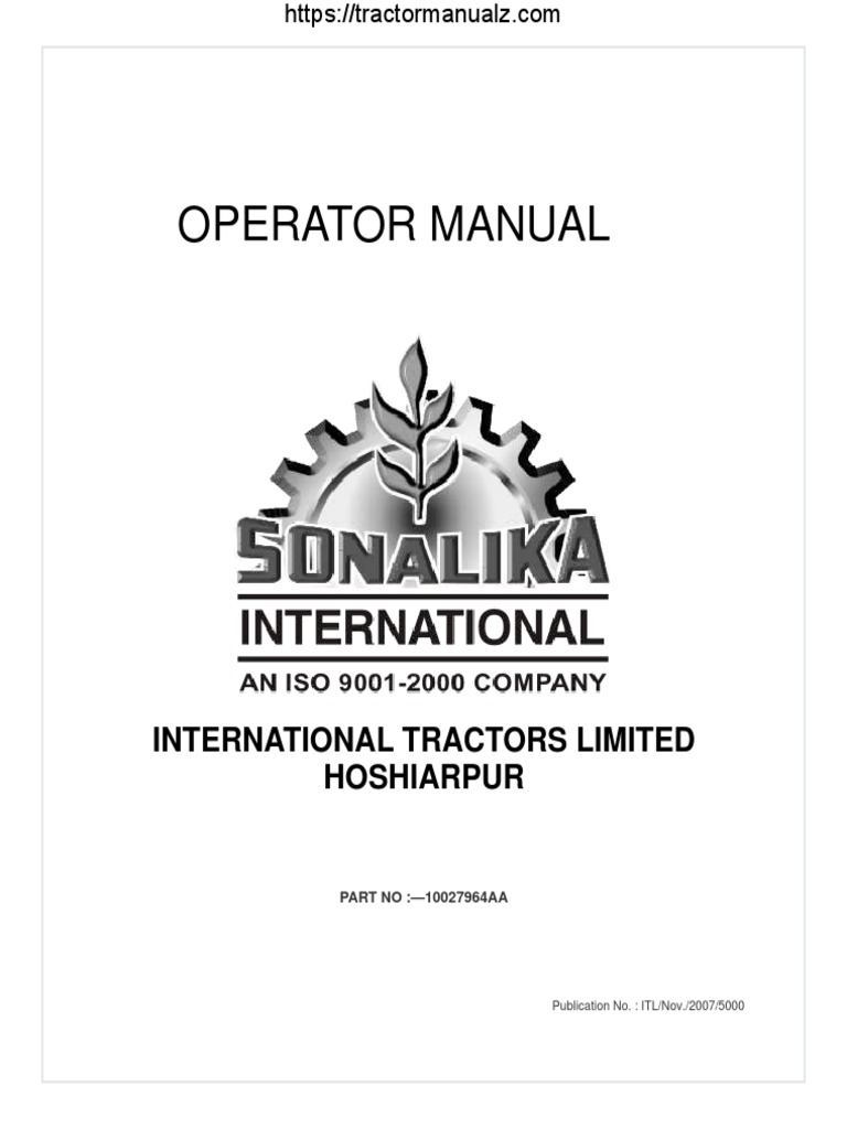 Operator Manual International Tractors Limited Hoshiarpur PDF