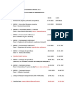 Calendario Actividades Por Semanas Semestre 2022-1