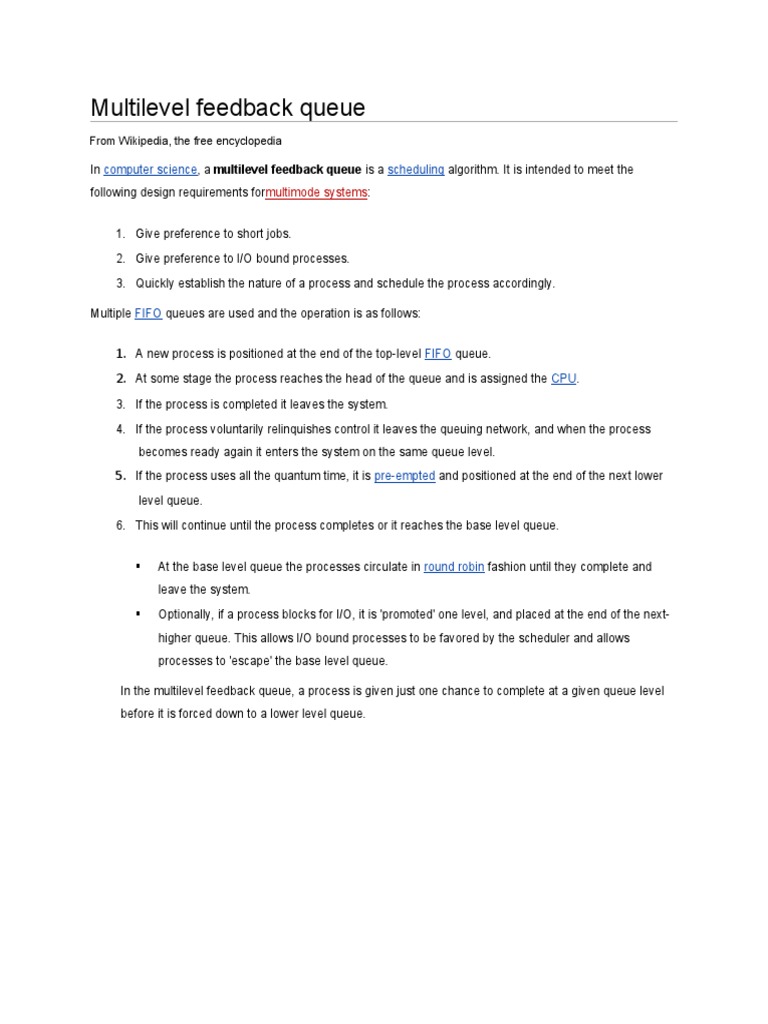 Multilevel Feedback Queue | PDF