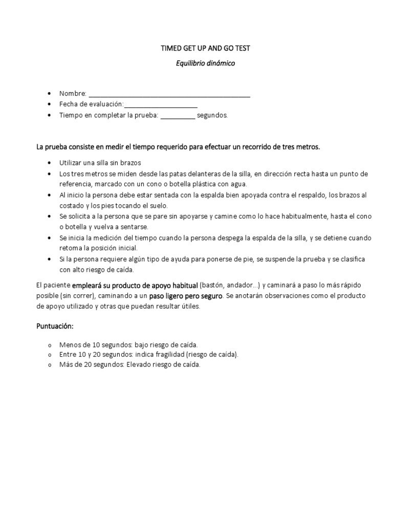 Timed Up and Go Test PDF