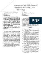 Design and Optimization of A 2.4GHz Integer-N Frequency Synthesizer in 0.18 - M CMOS Technology