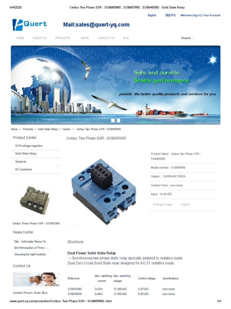 Celduc Two Phase SSR SOB965660, SOB967660, SOB945360 Solid State