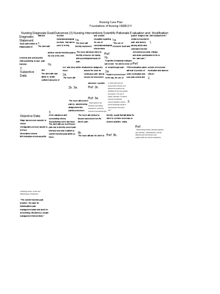 Nursing Care Plan Worksheet | PDF | Pain | Nursing
