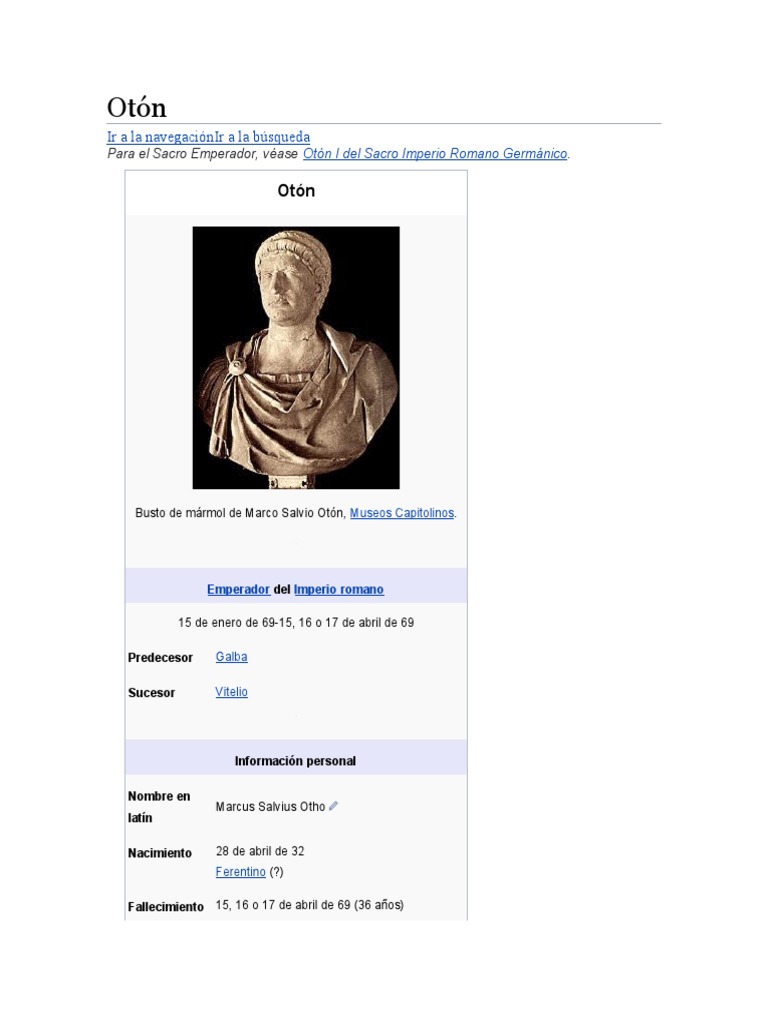 Marco Salvio Otón: Emperador por 3 meses | PDF | Roma antigua | Los ...
