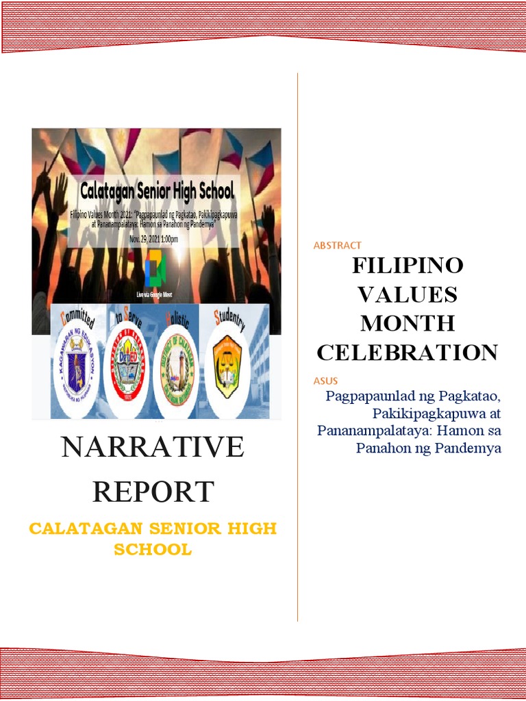Calatagan SHS Filipino Values Month Report | PDF | Philippines