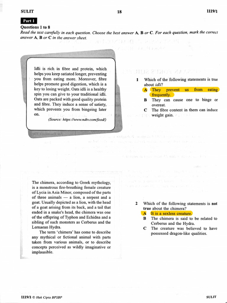 SPM Trial Paper Set 1 With Answers PDF