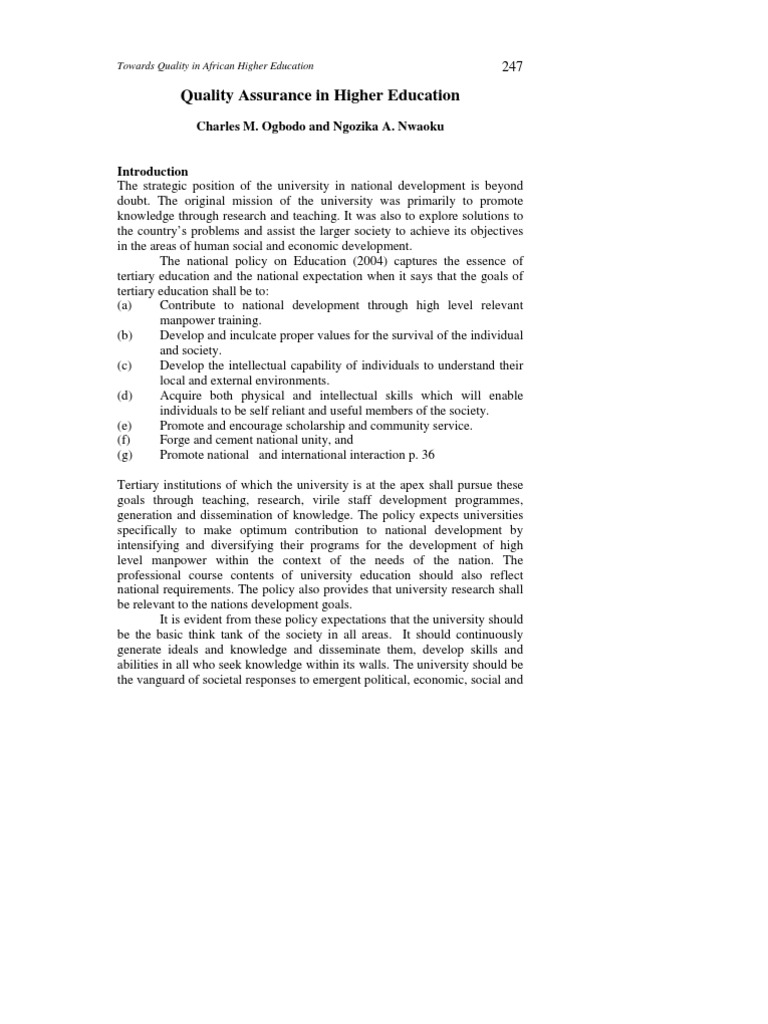 Towards Quality in African Higher Education | PDF | University And ...