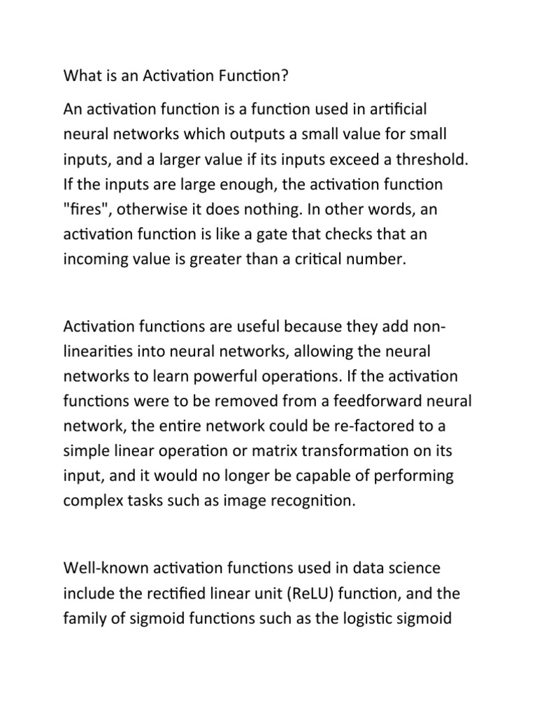 What Is An Activation Function? | PDF | Science & Mathematics
