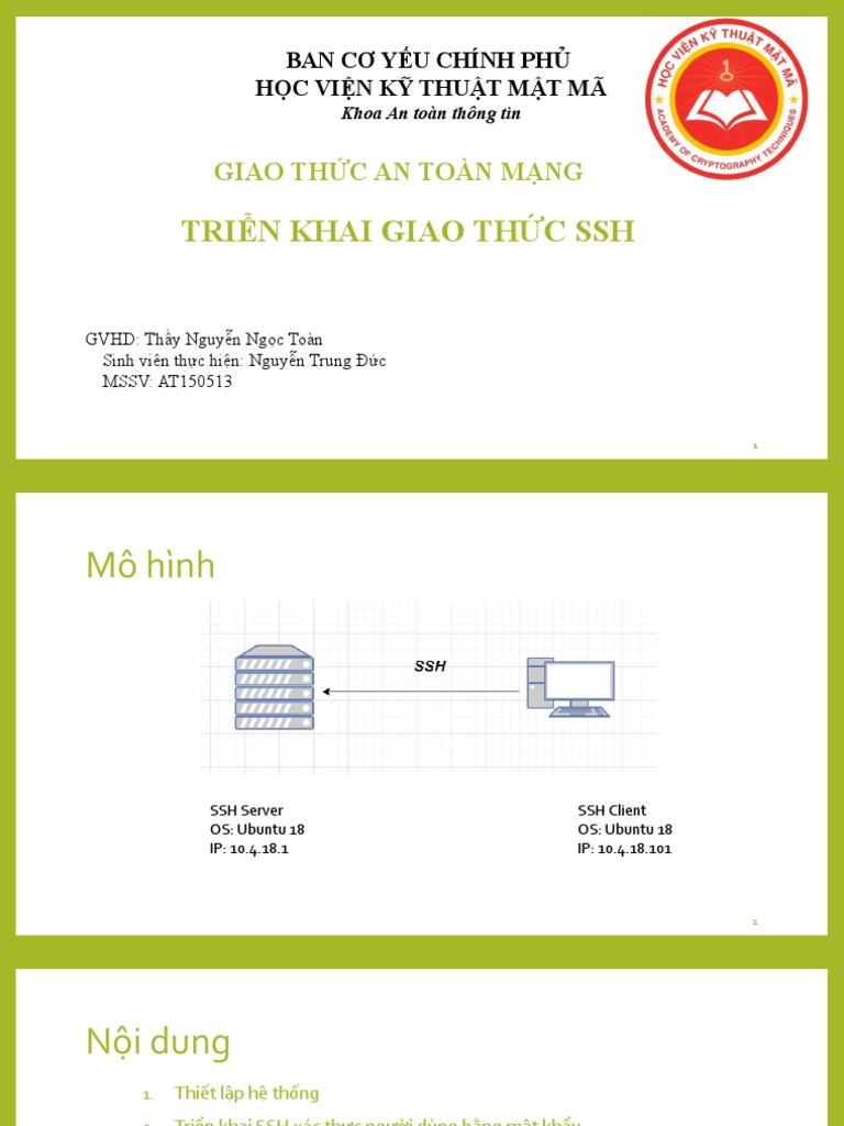 Bài 05. Triển Khai Giao Thức SSH | PDF