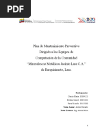 Informe Proyecto Socio Tecnológico Sobre Mantenimiento Preventivo