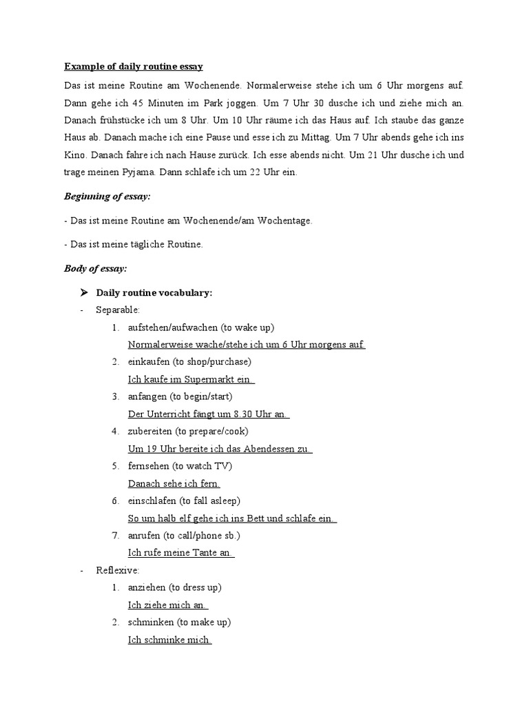 Example of Daily Routine Essay | PDF
