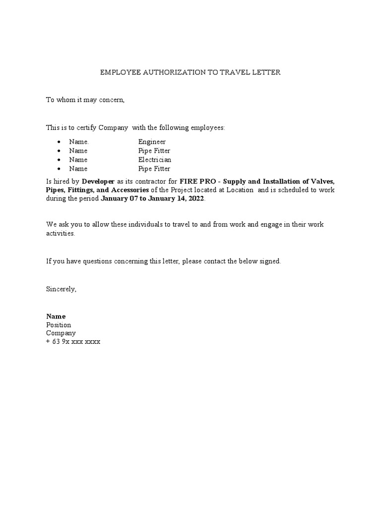 Travel Pass Sample PDF