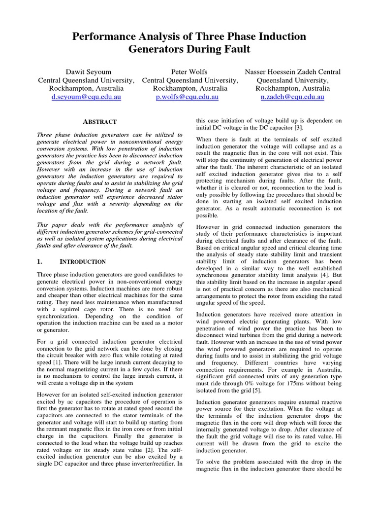 Performance Analysis of Three Phase Indu | PDF | Electric Generator ...