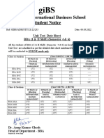 Gitarattan International Business School Student Notice: Unit Test Date Sheet BBA (I & II Shift) (Semester 4 & 6)