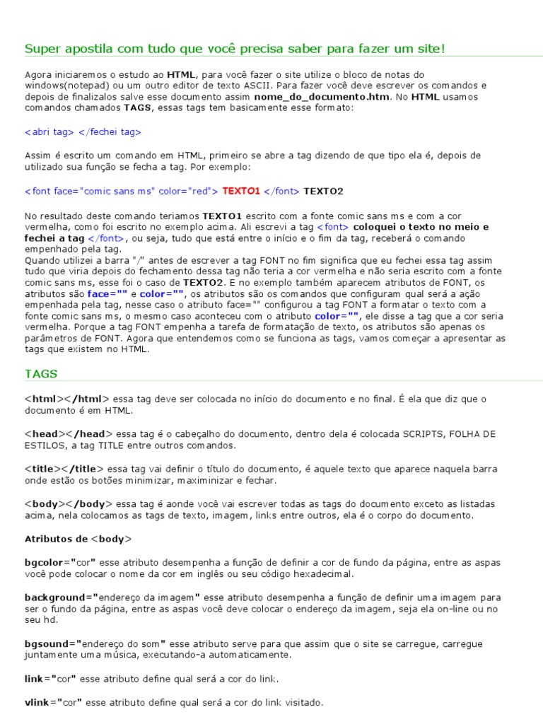 01 Apostila Html Pdf Html Informática