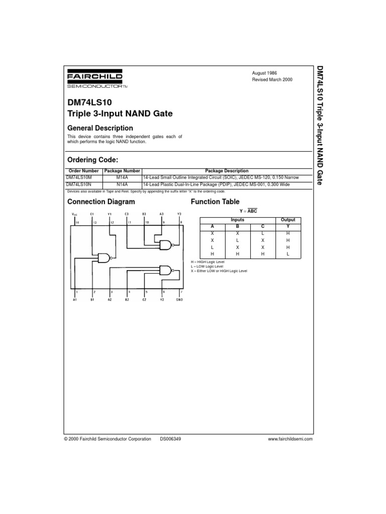 74LS10 | PDF | Electrical Engineering | Electronics