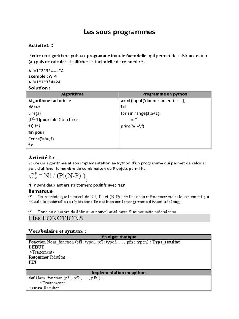 Algorithmes et Programmes en Python | PDF | Paramètre (Programmation ...
