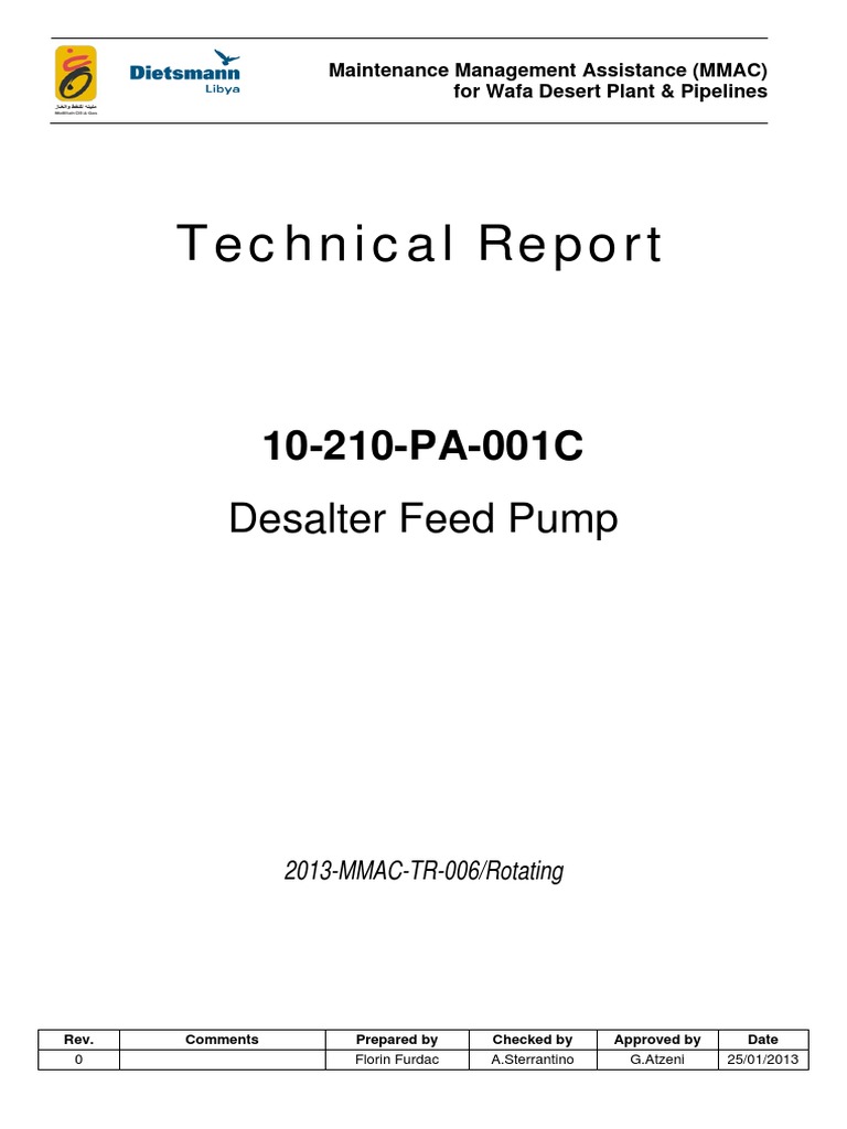 2013MMACTR006 Mechanical Seal Leak Desalter Feed Pump 10210PA001C