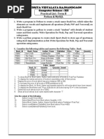 Kendriya Vidyalaya Rajnandgaon Computer Science: Xii Practical List: Term Ii Python & Mysql