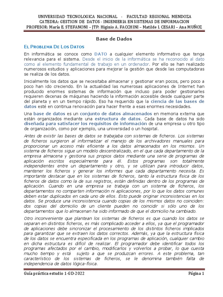 Guía Estudio Practica 1 BD | PDF | Bases de datos | Archivo de computadora