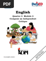 English: Quarter 3 Module 3 Compose An Independent Critique