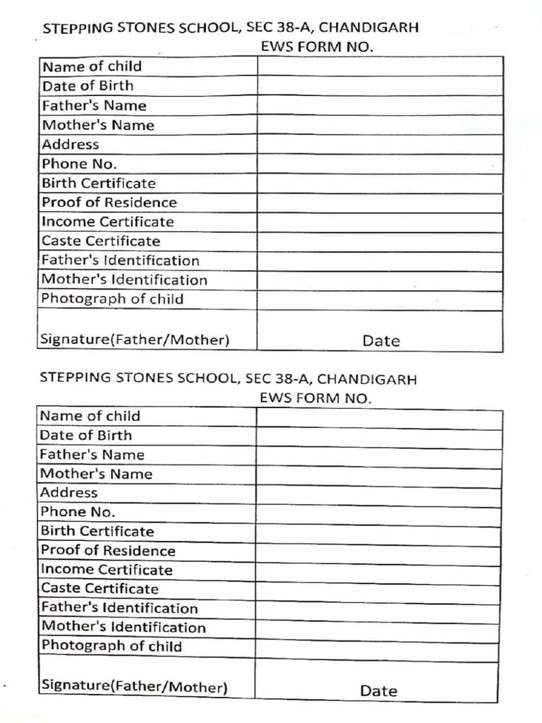 EWS Form PDF