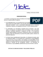 Comunicado Del Instituto de Investigaciones y Control Del Ejército (IDIC)