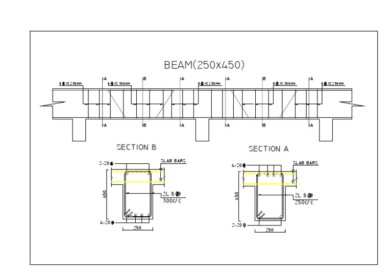 BEAM (250x450) : Section A Section B | PDF