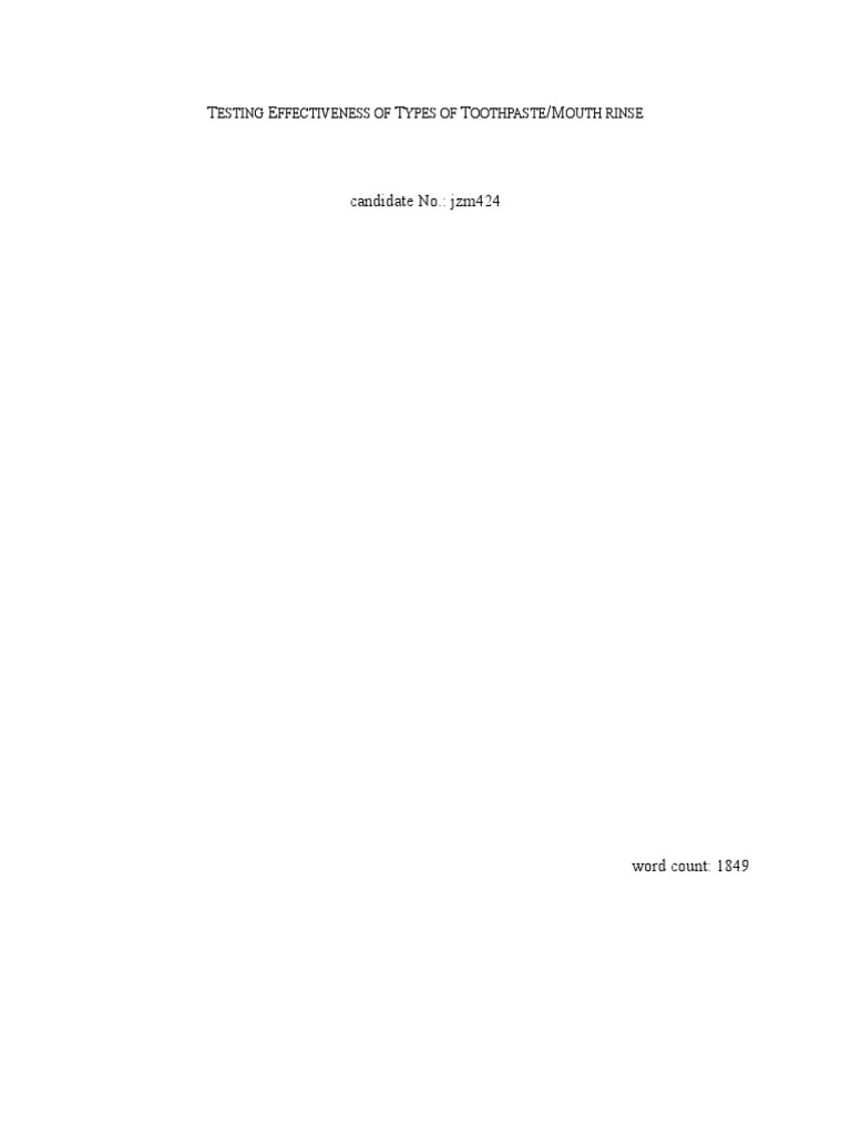 Checked Testing Effectiveness of Types of Toothpaste PDF Oral