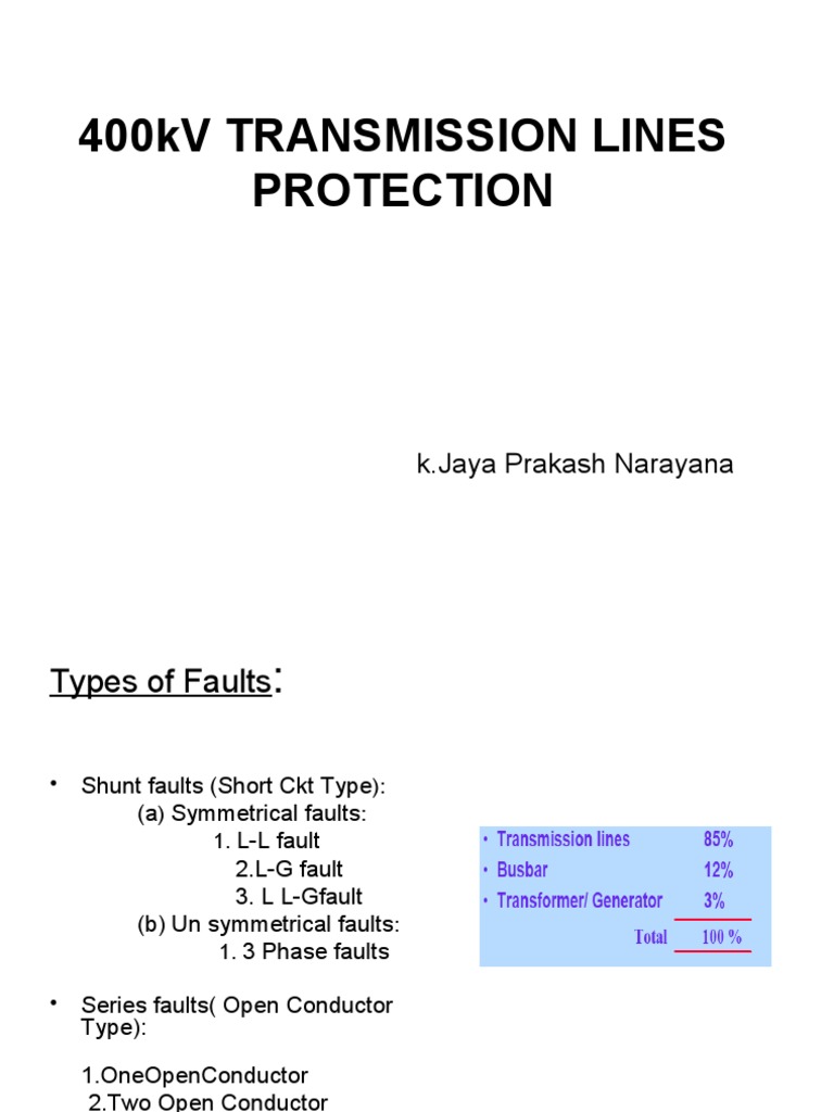 400kv Transmission Lines Protection | Download Free PDF | Electrical ...