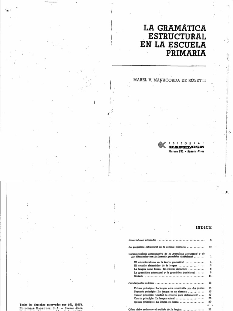 La Gramática Estructural en La Escuela Primaria - Gramática - 1 | PDF