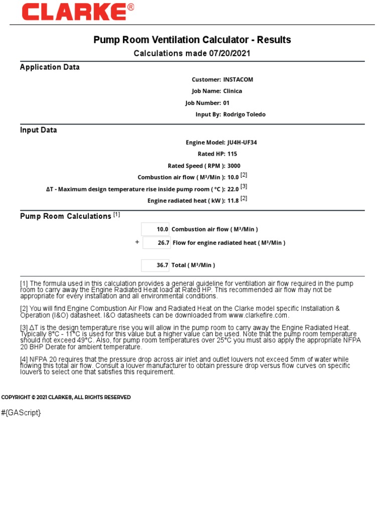 Pump Room Ventilation Sizing PDF Pump Engines
