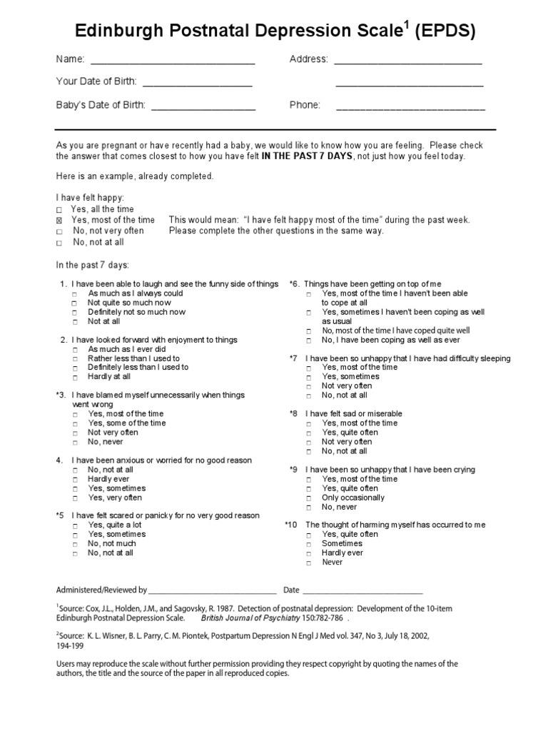 Edinburgh Scale Postpartum Depression Postpartum Period